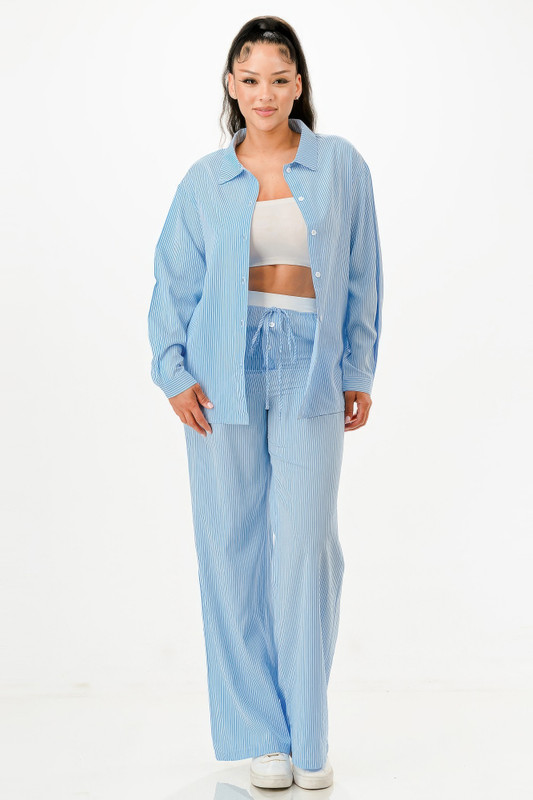 Pinstripe Shirt And Pant Set            -50211
