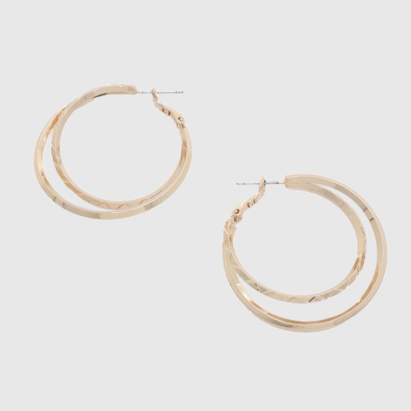 Metal Double Hoop Earring-42053