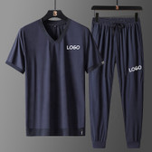 Custom Logo Nylon Men's Tracksuit Sets Short Sleeve Jogger Sweatsuit Tracksuit