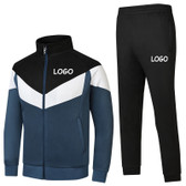 Custom Brand Patchwork Set Zipper Jacket Pant Blank Men's Sweatsuit Sportswear