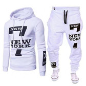 Men's Letter Print Long Sleeve Hoodies And Pants Casual 2-Piece Set Tracksuit