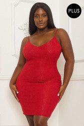 Rhinestone Body Plus Size Mini Dress-43381