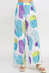 Printed Wide Leg Pant With Elastic Back-43785