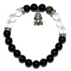 Obsidian, Gold sheen/ Quartz with Frog Bracelet 8mm