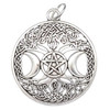 Tree Of Life Triple Moon Pentagram Amulet 1 1/4"