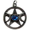 Pentagram & Moons Pewter Silver Pendant