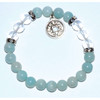 Amazonite/ Quartz with Chinese Coin 8mm Gemstone Bracelet