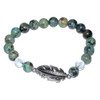 Turquoise/ Quartz with Feather 8mm Gemstone Bracelet