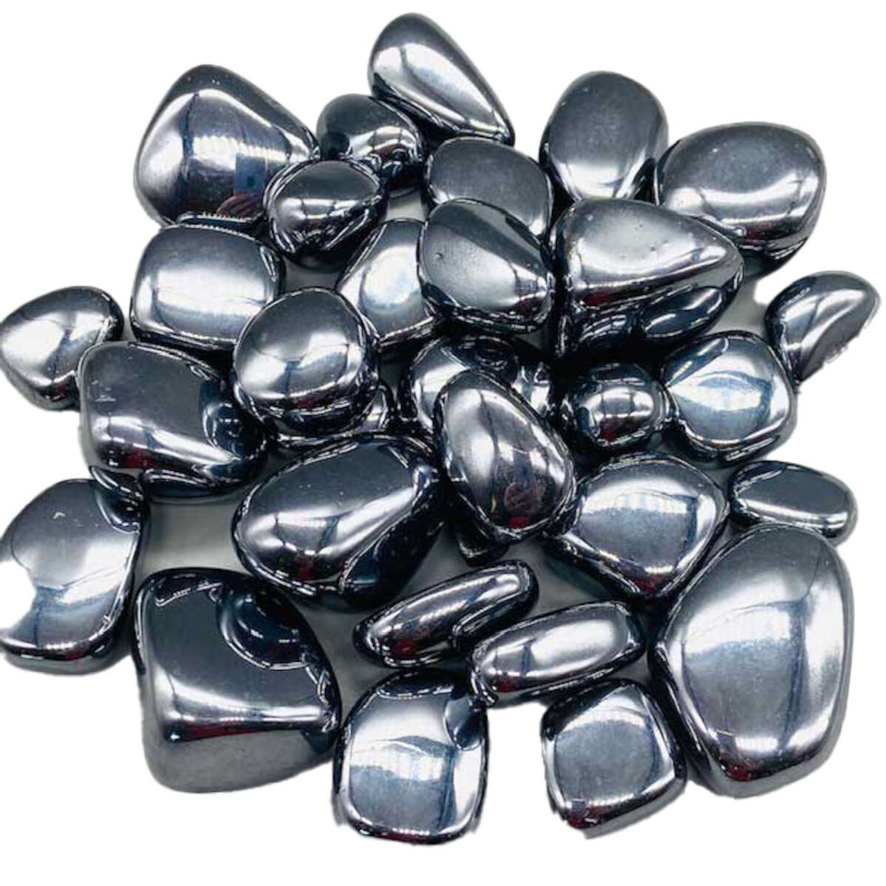 1 lb Bulk Lot Hematite Tumbled Stones Crystal Shiny Black Silver