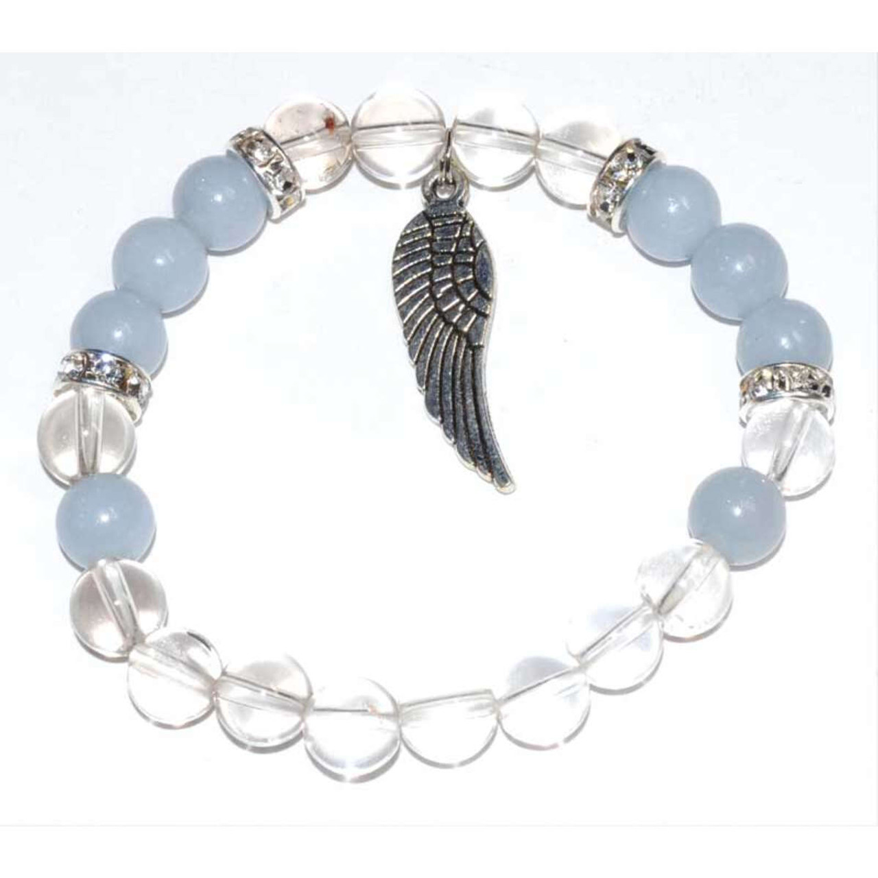 Quartz & Angelite/ Angel Wing 8mm