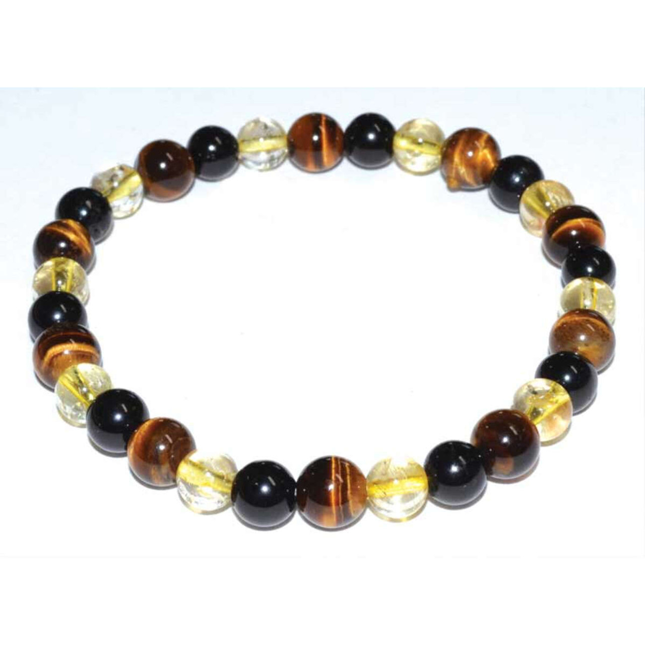 Tiger Eye, Citrine & Tourmaline, Black Bracelet 6mm