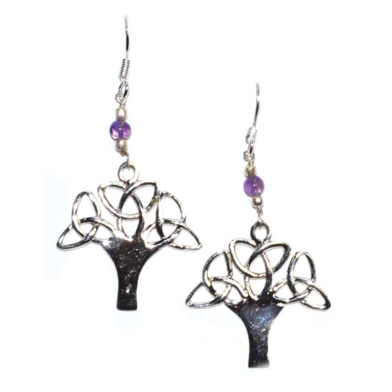 Tree Amethyst Earrings 1.25"