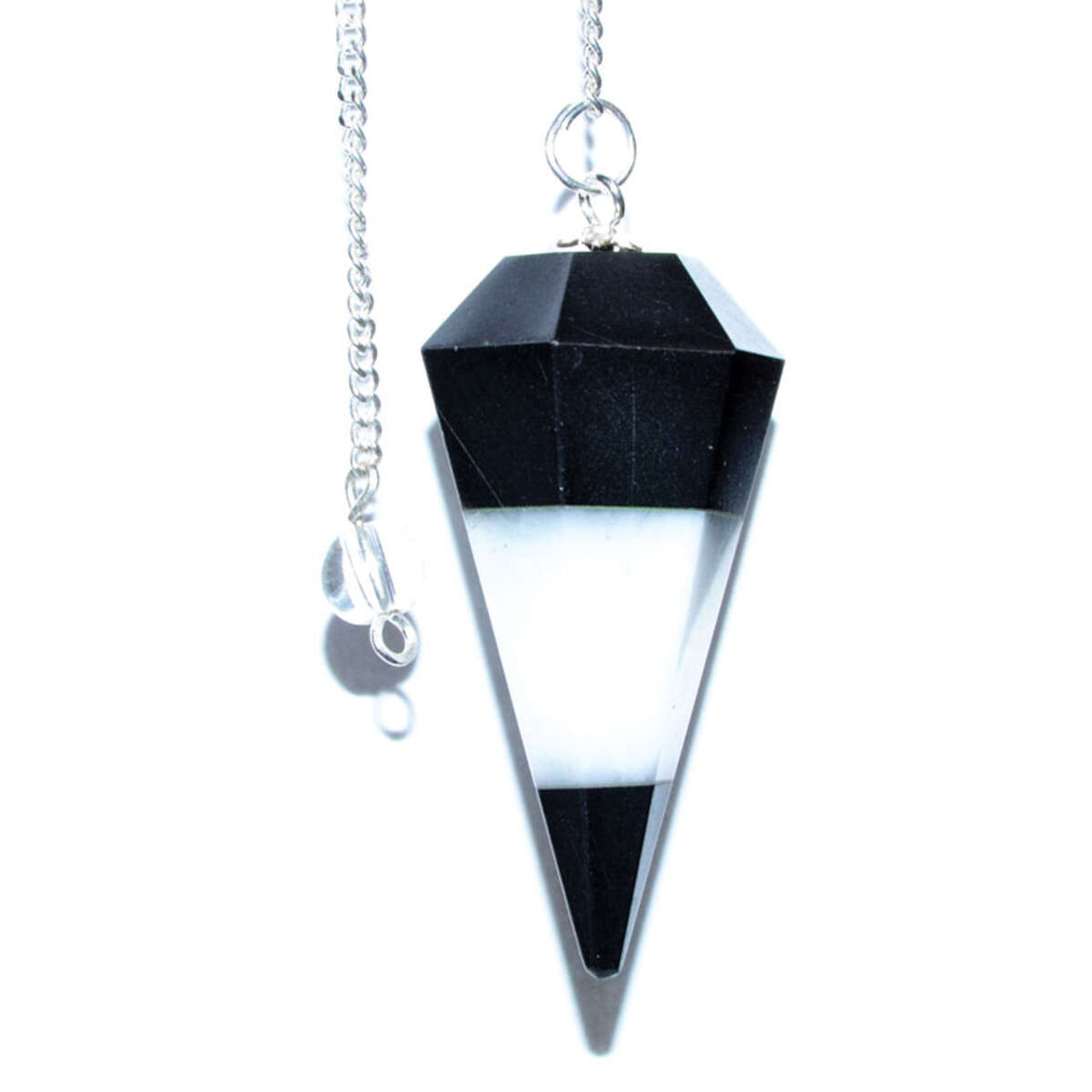 Tourmaline & White Agate Pendulum 6-sided