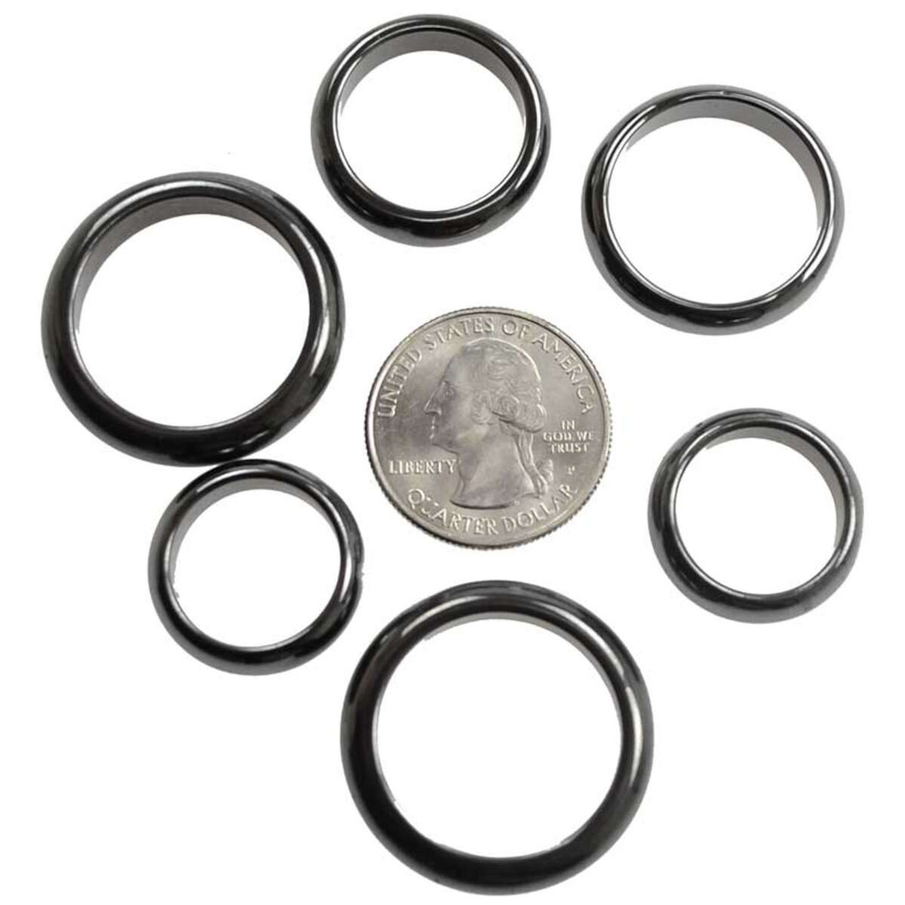 Rounded Hematite Rings (50/bag) 6mm