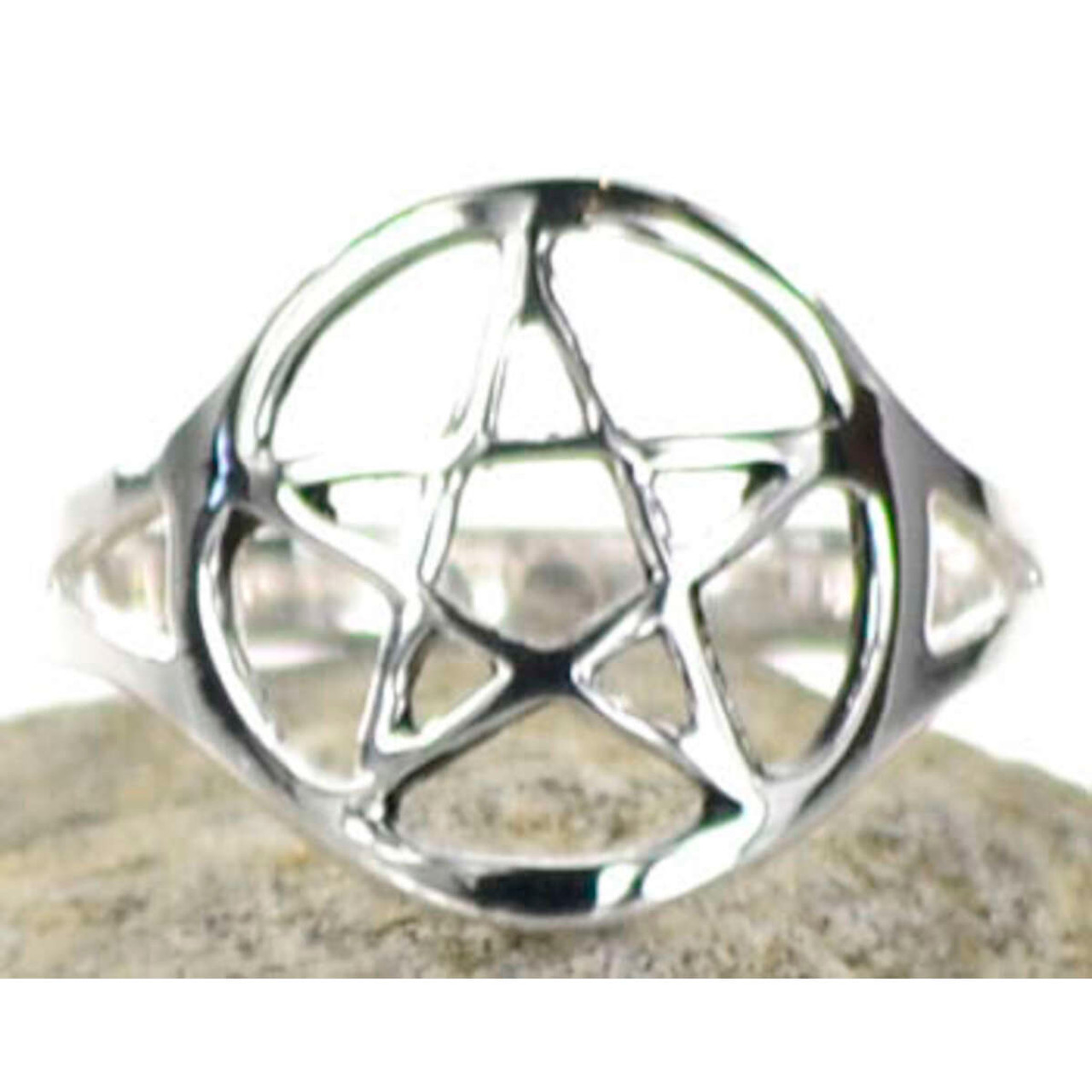 Pentagram Silver Plated Brass Ring size 8