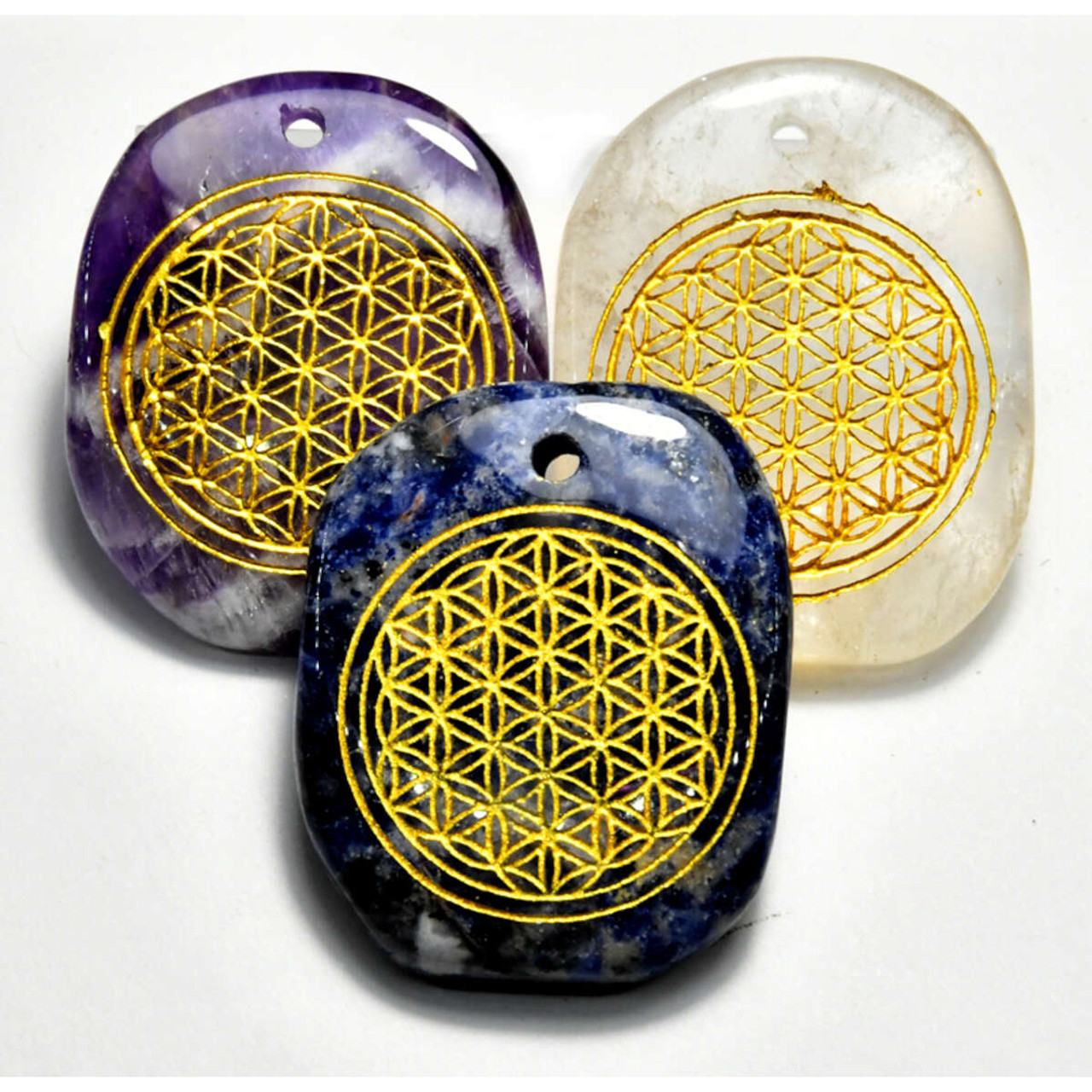 Flower Of Life Worry Stone W/ Hole