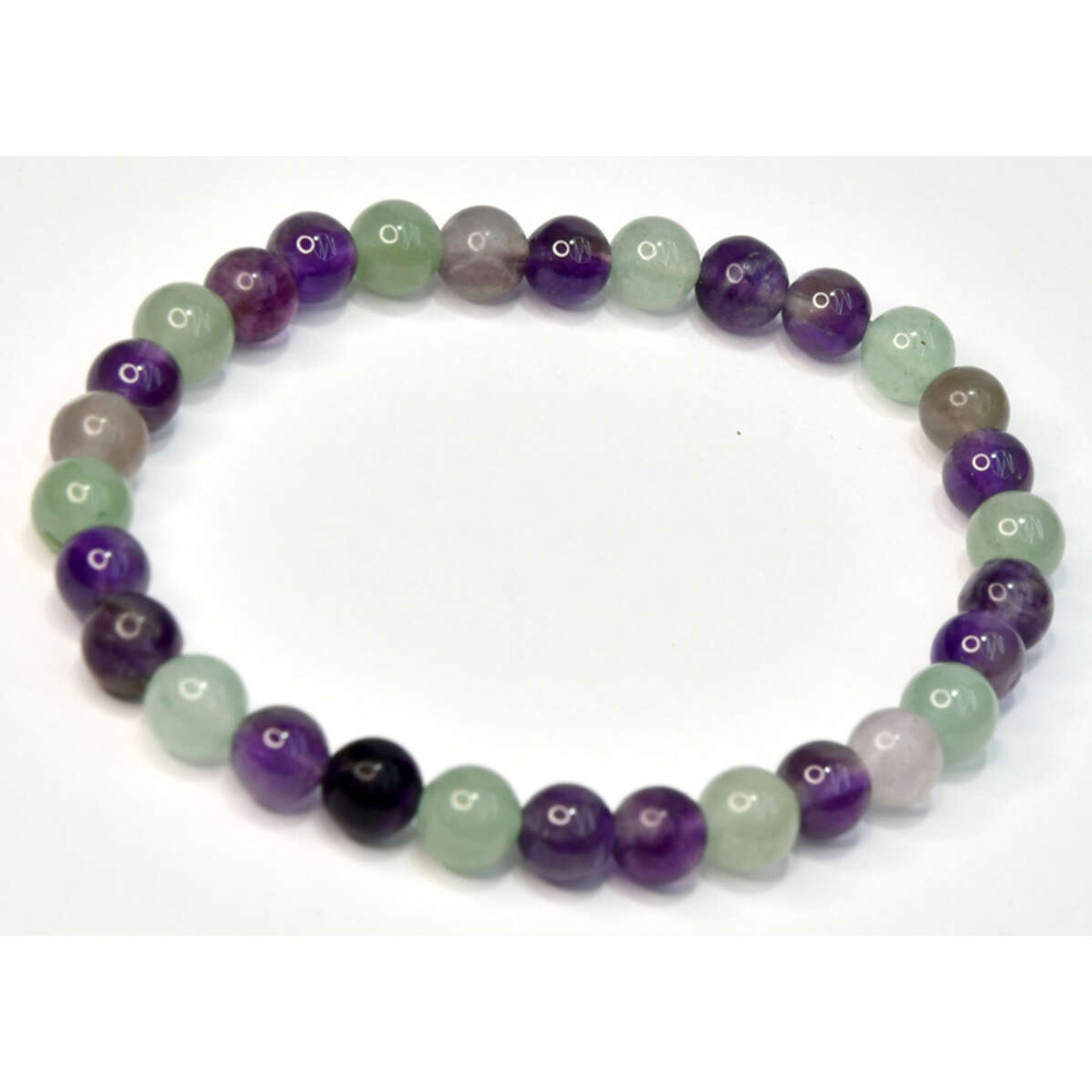 Fluorite, Amethyst & Green Aventurine Bracelet 6 mm. - The Ancient