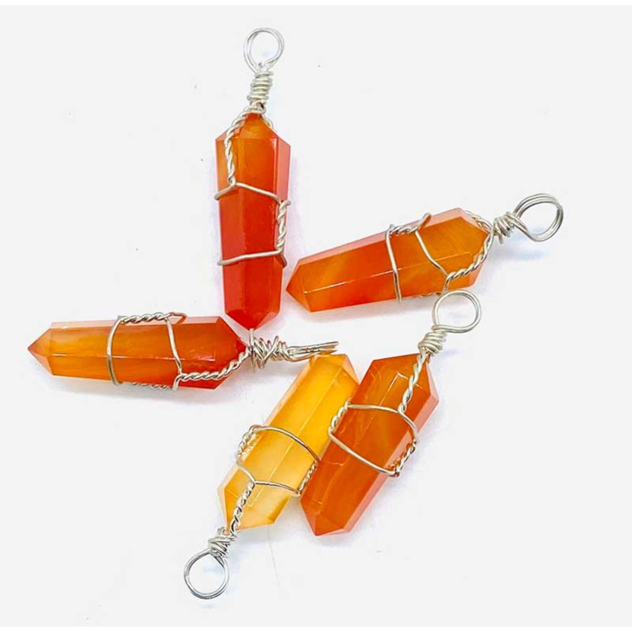 Wire Wrapped Carnelian Point (Set Of 5)