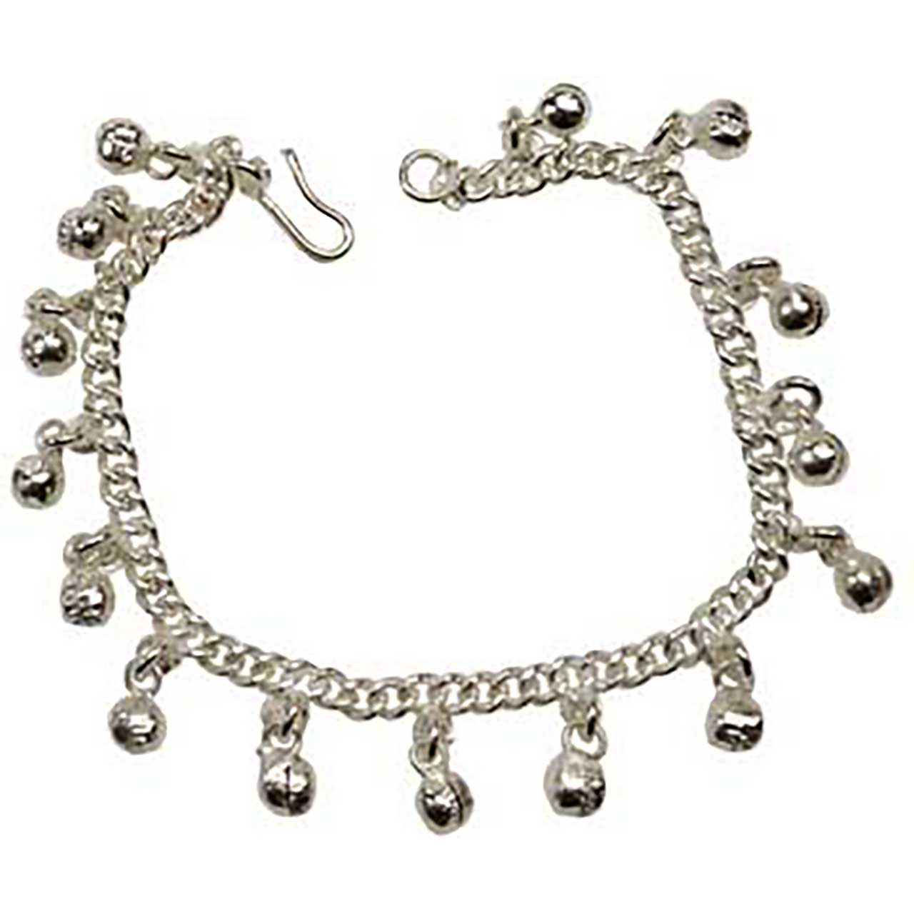 Silvertone Anklet W/ Bells