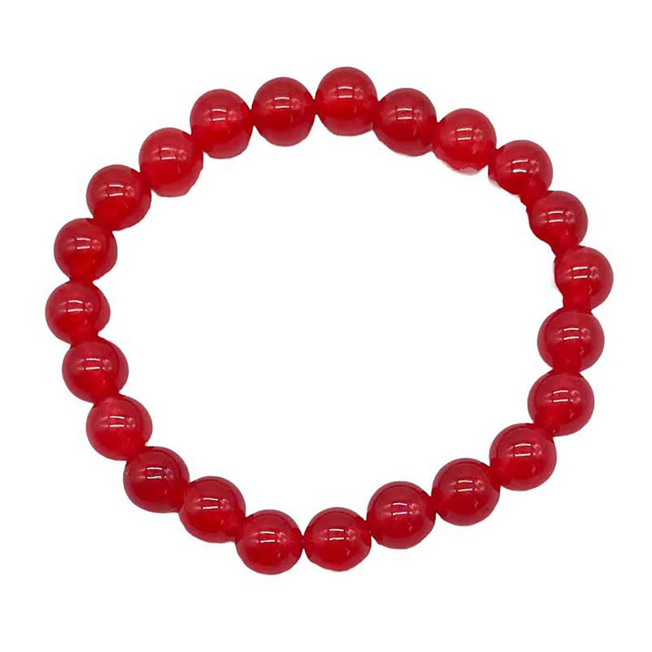 Power Bracelet - Bracciale Estensibile In Giada Naturale - Pietra Preziosa Da 8 Mm - Unica Misura - Gioiello Energetico