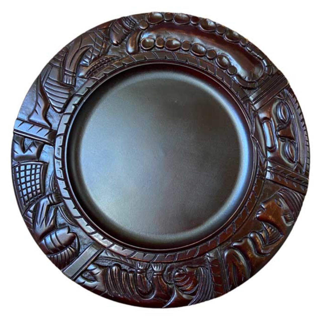 Babalawo Divination Carved Wooden Plate 18"