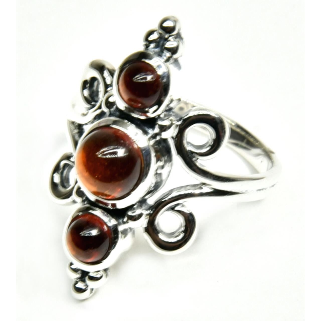 Hessonite 3 Stone Ring Size 8