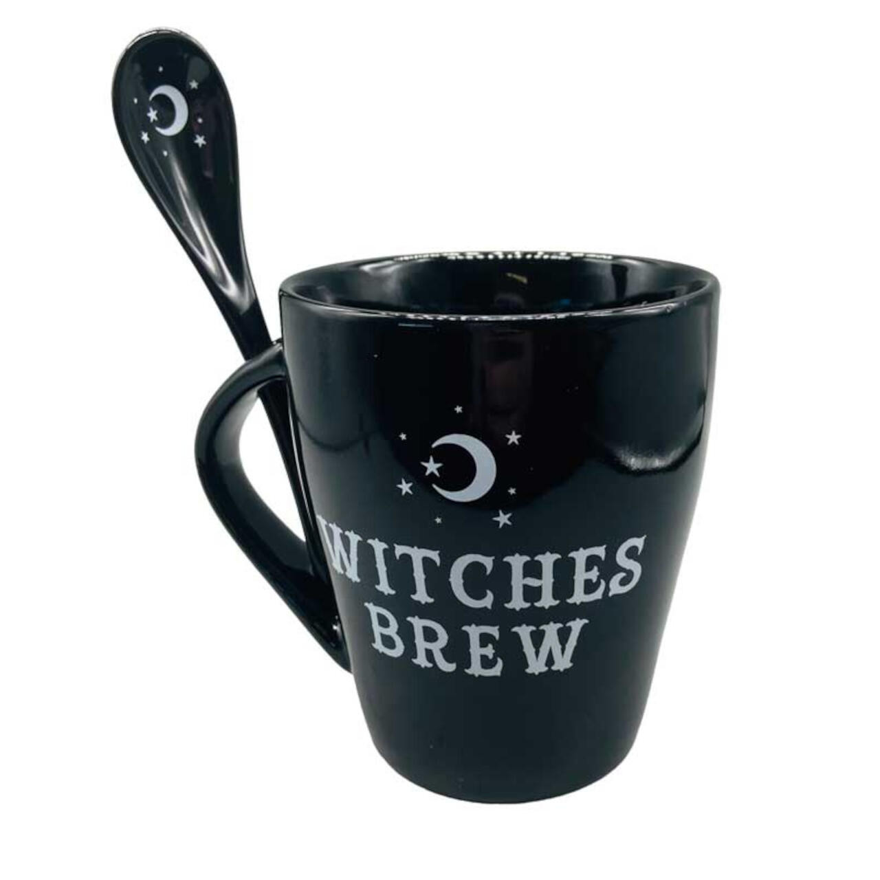 Witches Brew Black Mug & Spoon Set 4"