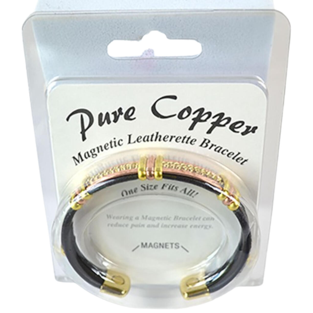 Magnetic Leatherette Copper Bracelet (Various Styles)