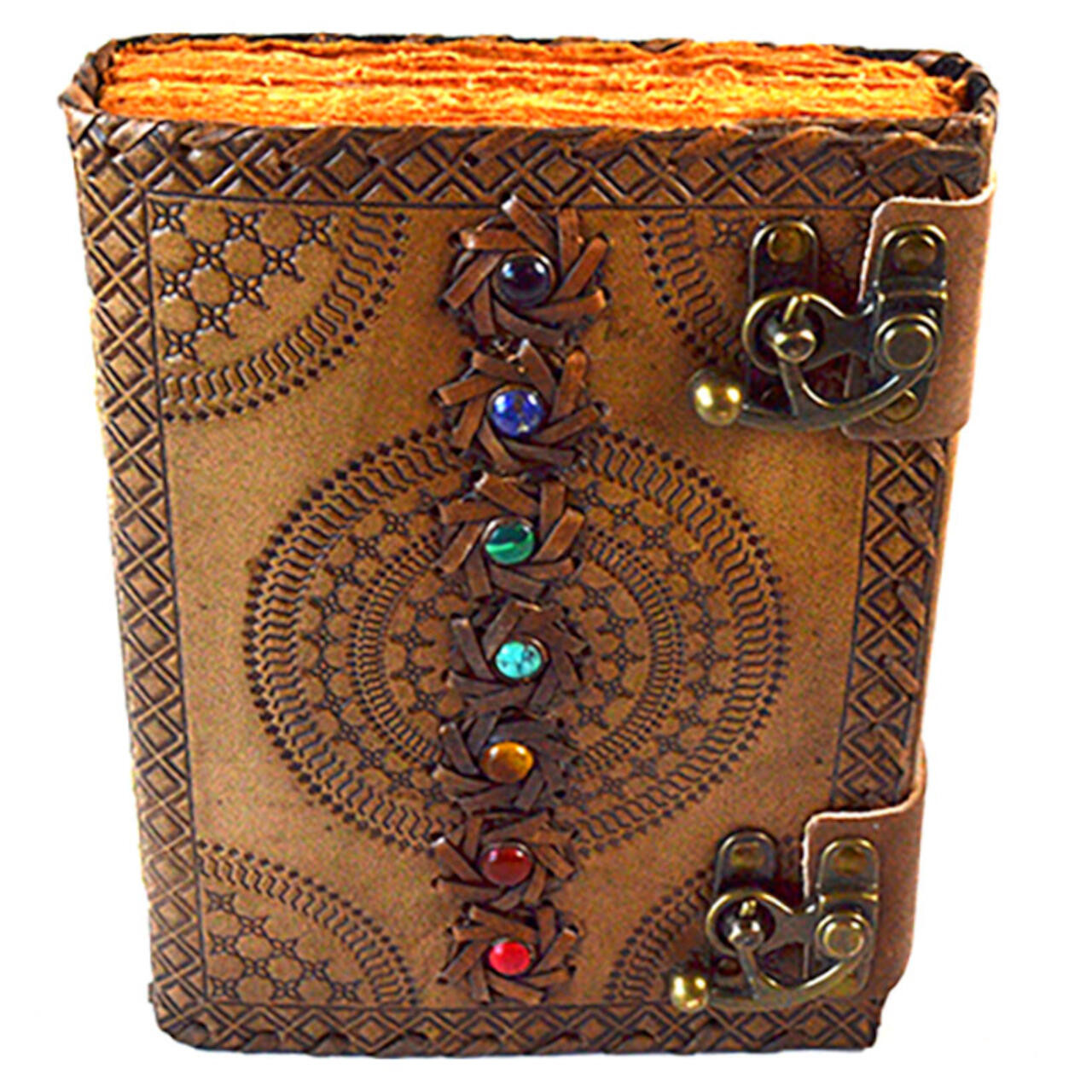 7 Chakra Aged Looking Paper Leather Journal w/ Latch