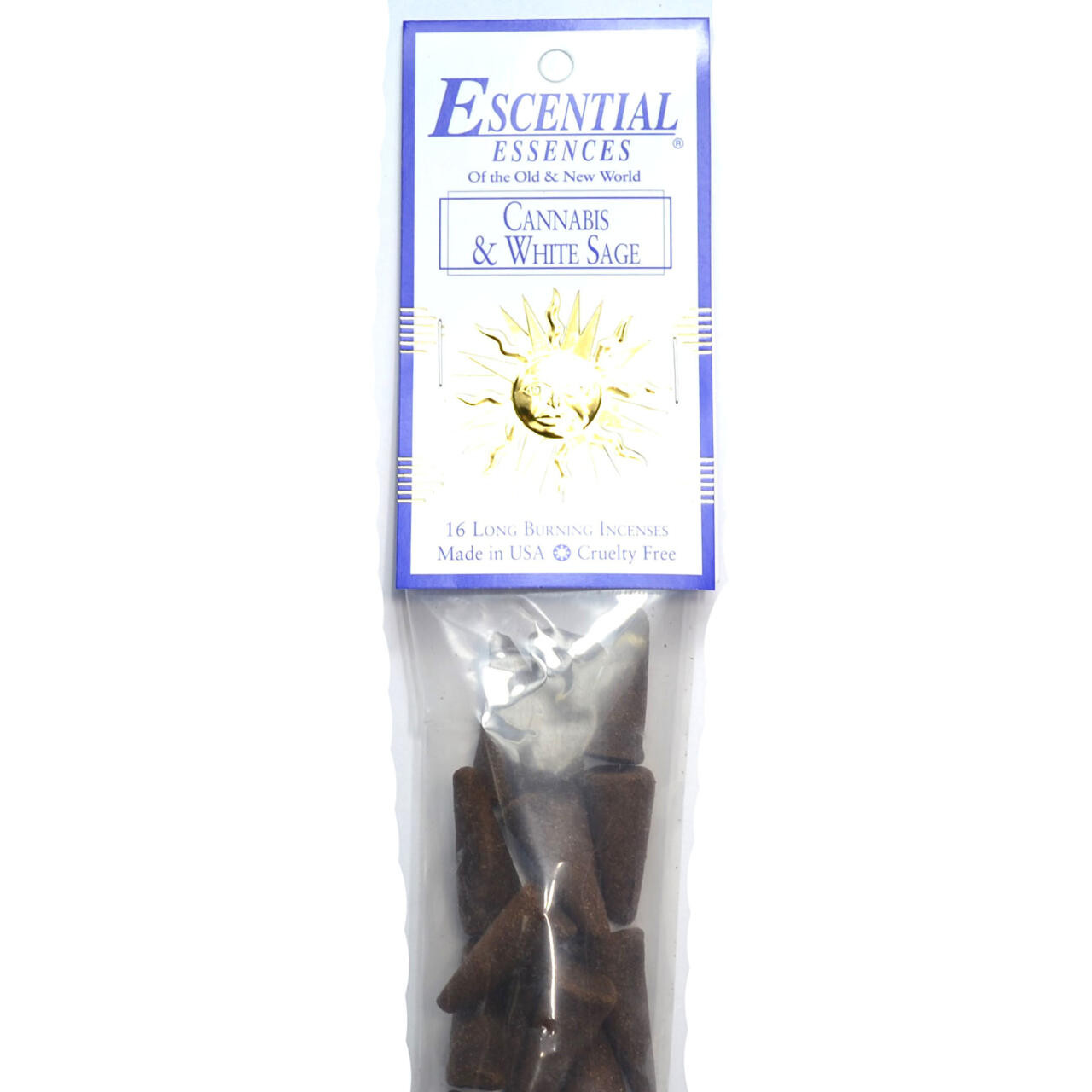 Cannabis & White Sage Escential Essences Incense Cones 16/Pk