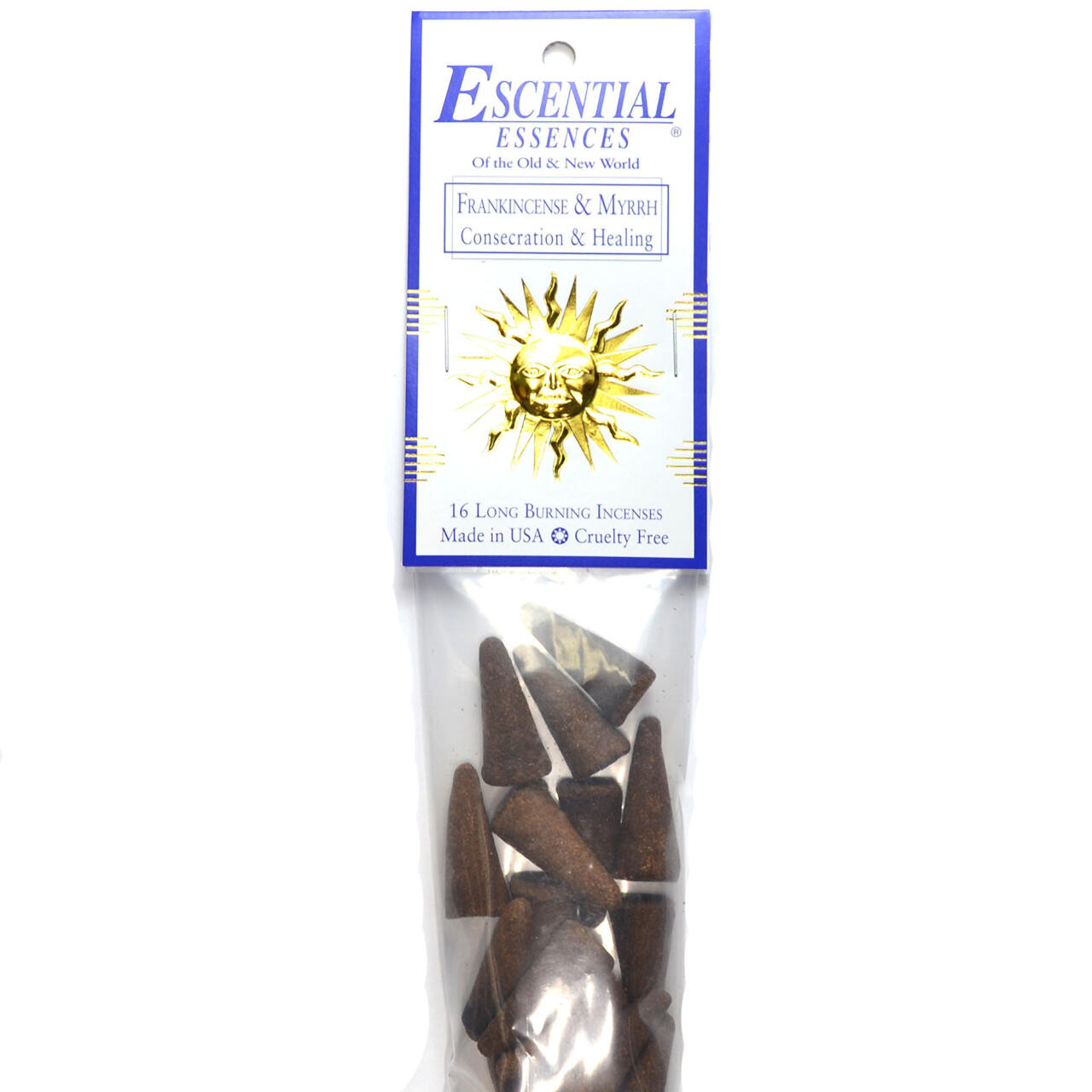 Frankincense & Myrrh Escential Essences Incense Cones 16/Pk