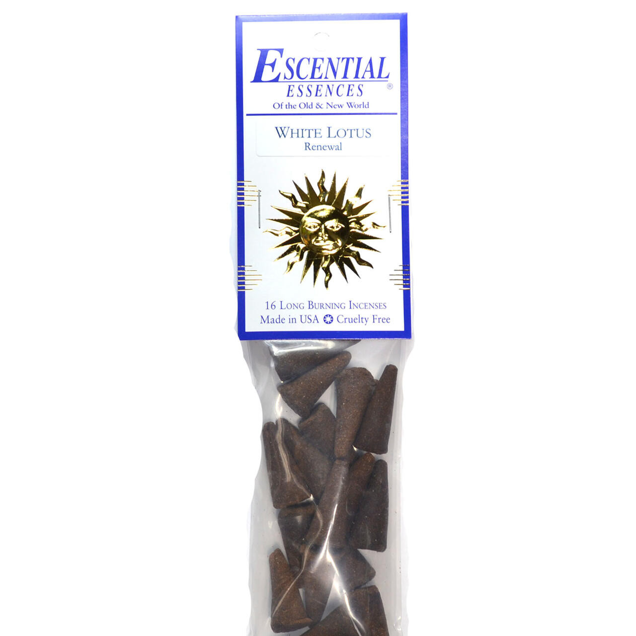 White Lotus Escential Essences Incense Cones 16/Pk