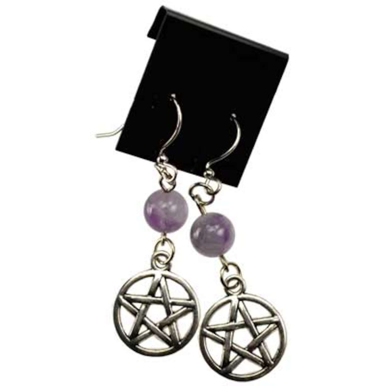 Amethyst Pentagram Earrings