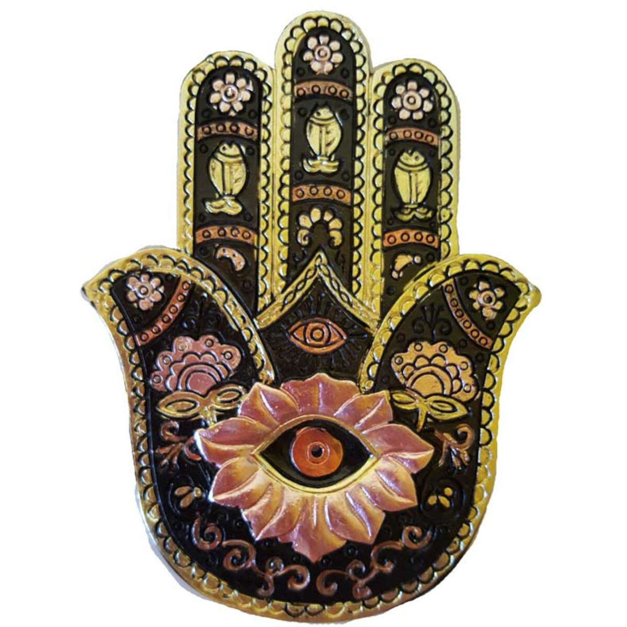 Gold & Black Hamsa Incense Burner