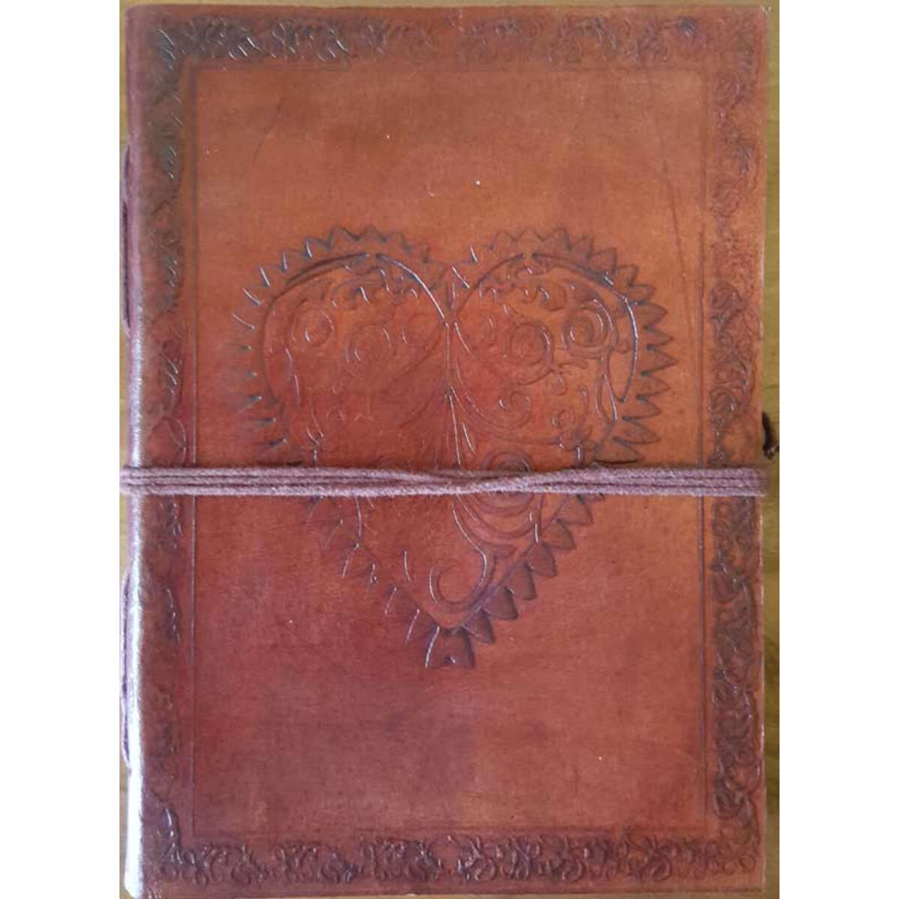 Heart Blank Leather Journal w/ Cord 5" x 7"