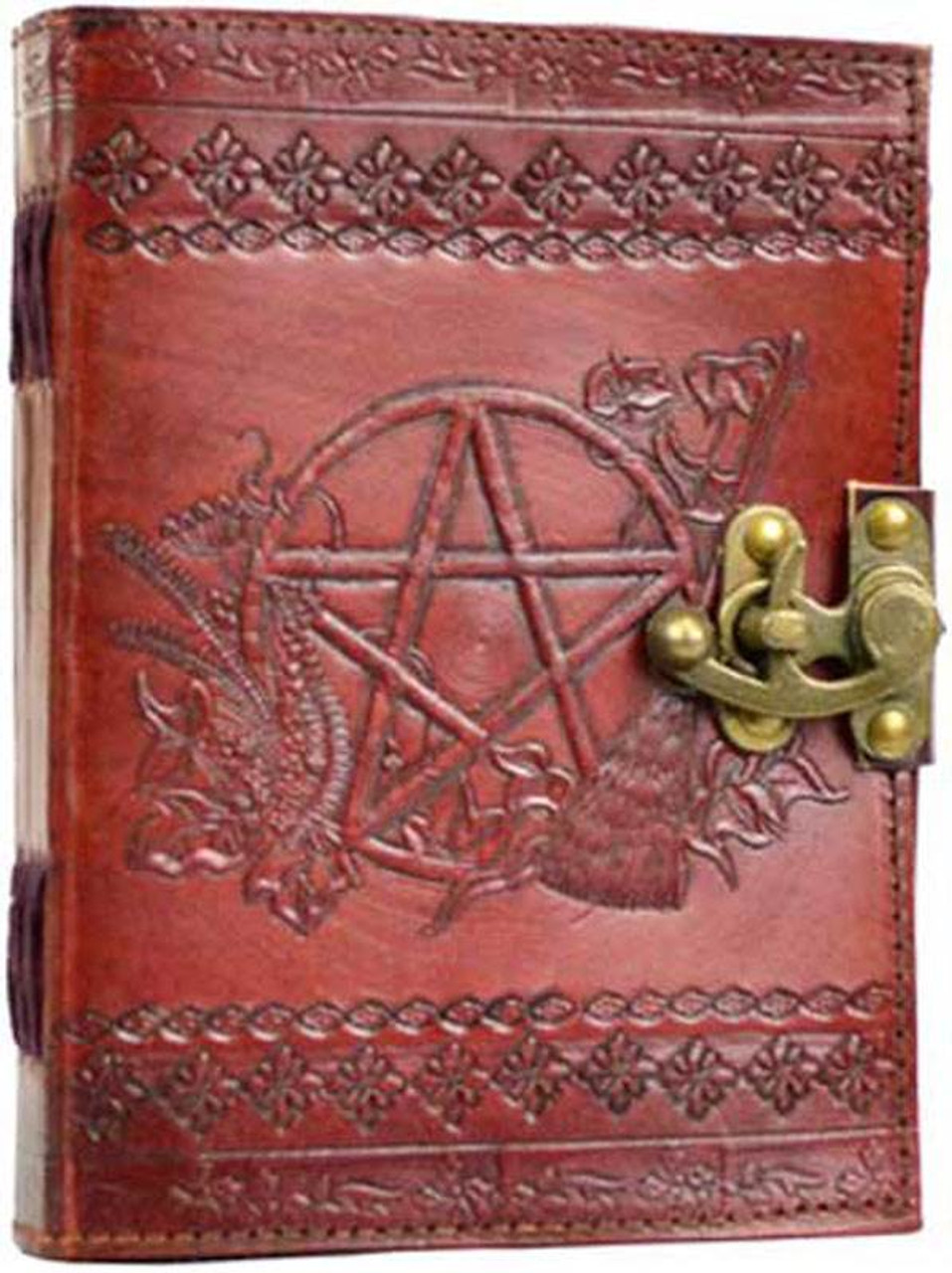 Pentagram leather blank book w/ latch