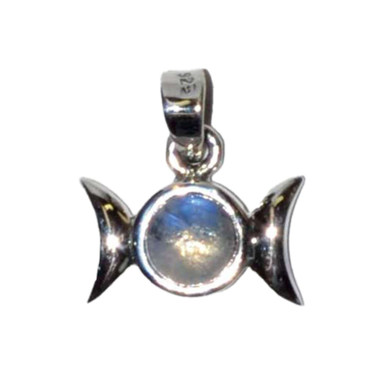 Triple Goddess Moonstone Sterling Silver Pendant 9/16"