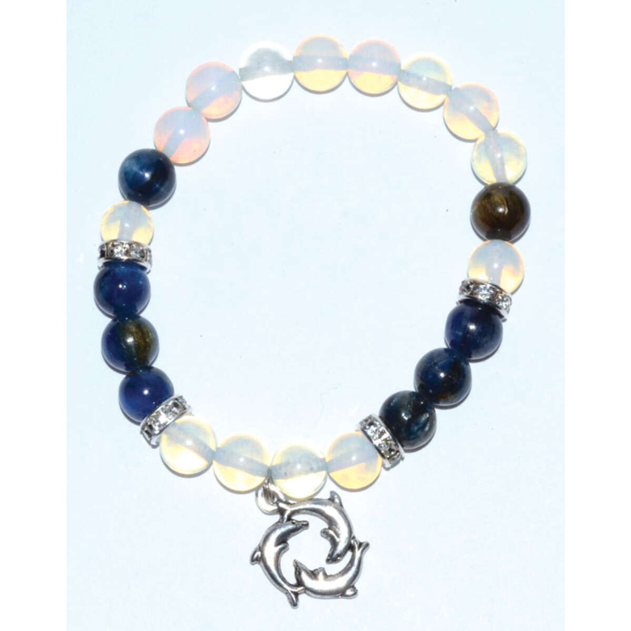 Opalite/ Kyanite with Dolphins 8mm Gemstone Bracelet