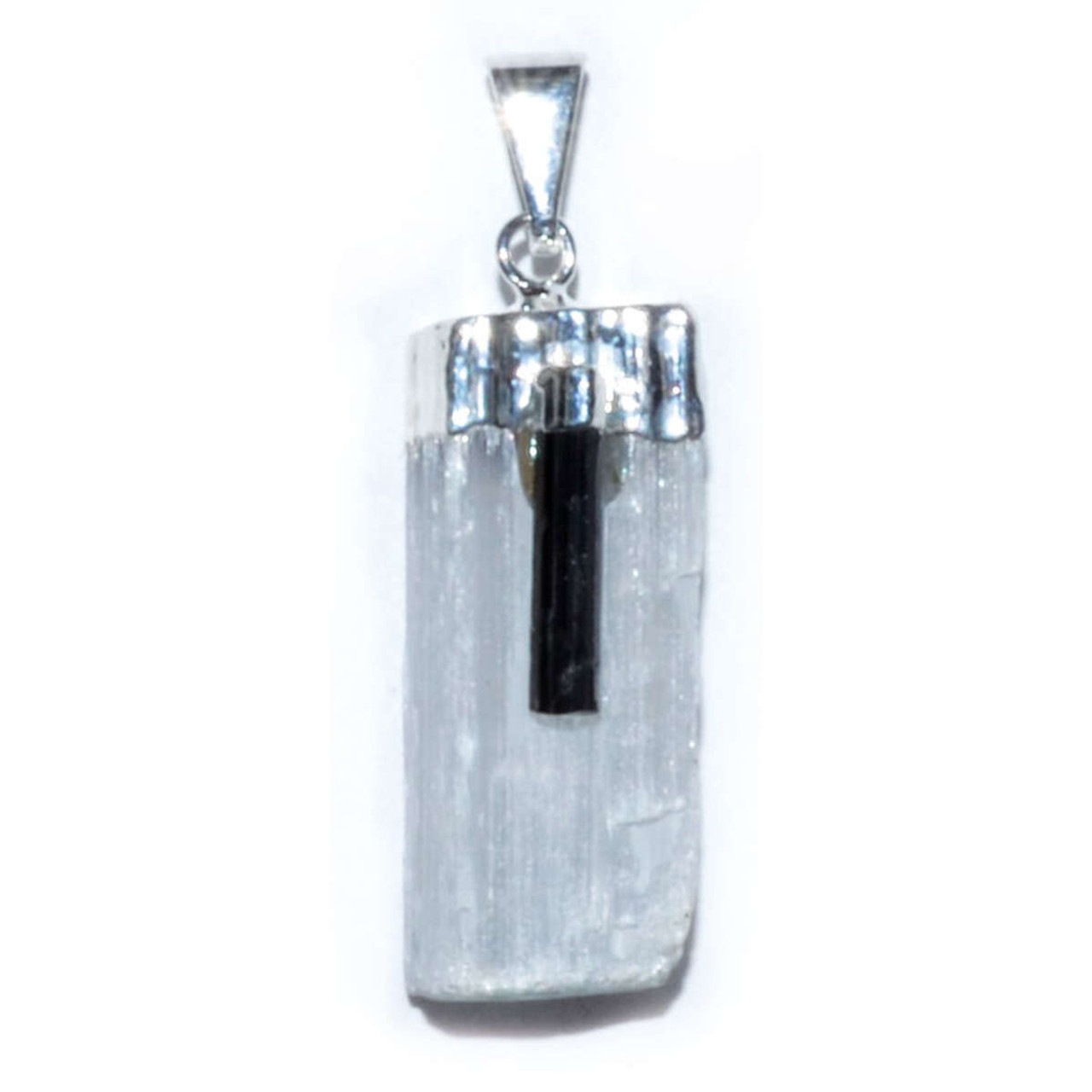 Selenite W/ Tourmaline Pendant