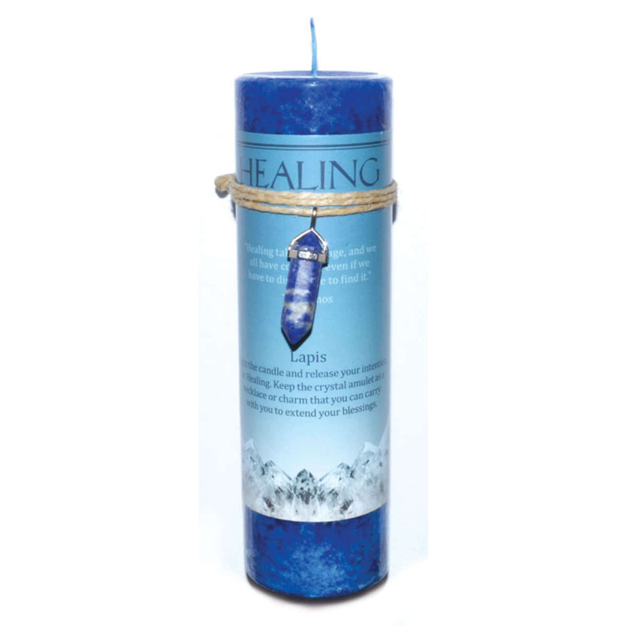 Healing Pillar Candle with Lapis Pendant