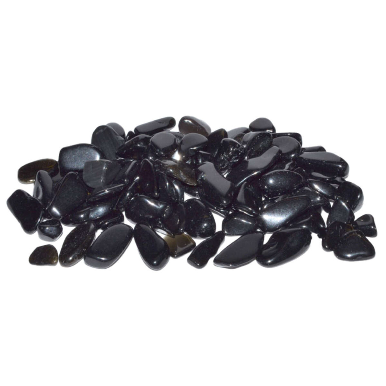 Obsidian, Black Tumbled Chips 7-9mm 1 lb.
