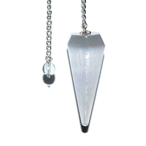 7 Chakra Selenite Pendulum 6-sided 7 Chakra Selenite Pendulum 6-sided