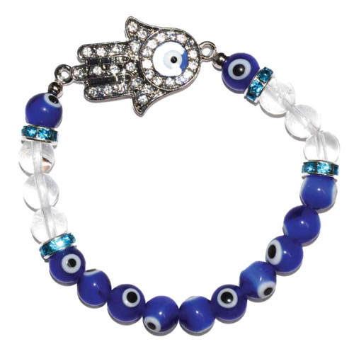 Evil Eye/ Clear Quartz with Hand 8mm