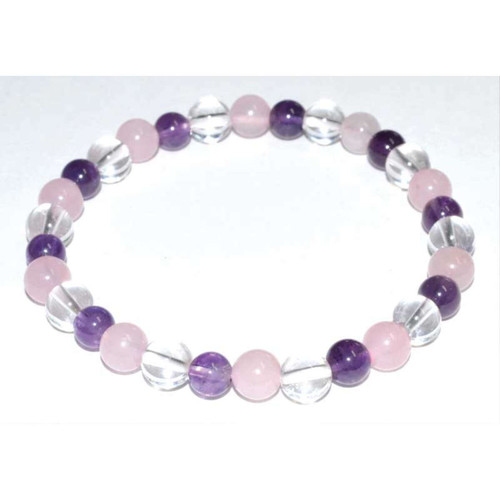 Amethyst, Rose Quartz & Quartz Bracelet 6mm Amethyst, Rose Quartz & Quartz Bracelet 6mm