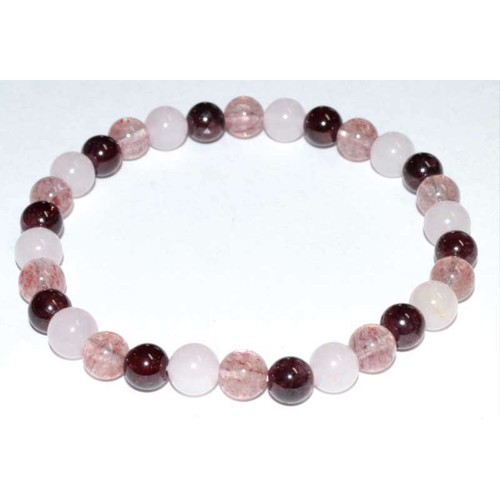 Rose Qtz, Strawberry Qtz & Garnet Bracelet 6mm Rose Qtz, Strawberry Qtz & Garnet Bracelet 6mm