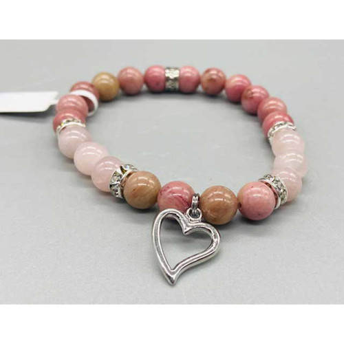 Rhodonite/ Rose Quartz With Heart 8 mm. Rhodonite/ Rose Quartz With Heart 8 mm.