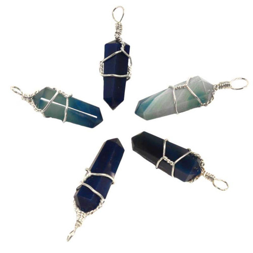 Blue Onyx Wire Wrapped Point (Set Of 5)