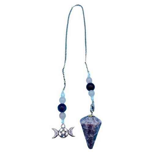 Lepidolite Triple Moon 6 Sided Pendulum