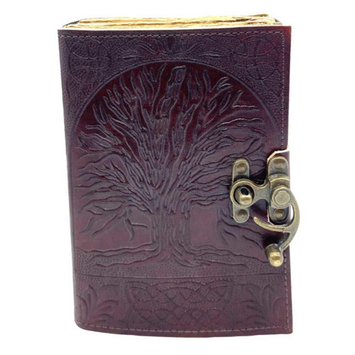Tree Of Life Aged Looking Paper Leather Journal w/ Latch