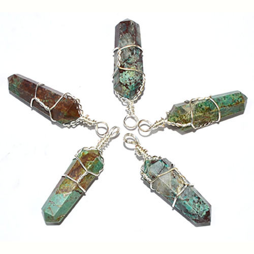Wire Wrapped Chrysocolla Point (Set Of 5) Wire Wrapped Chrysocolla Point (Set Of 5)